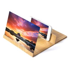 CRONY 12-Inch Wood Grain Phone Screen Amplifier 3D HD Mobile Movie Magnifier - Gold