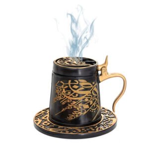 CRONY Big Teacup Portable Bakhoor Dukhoon Incense Burner Aromatherapy Black Color Model