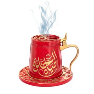 CRONY Big Teacup Portable Bakhoor Dukhoon Incense Burner Aromatherapy Red Color Model