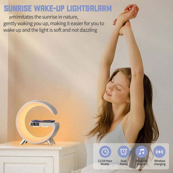 CRONY BT Large G Table Lamp with Clock Strap Wireless Charging and Digital Sunrise Feature - Image 4