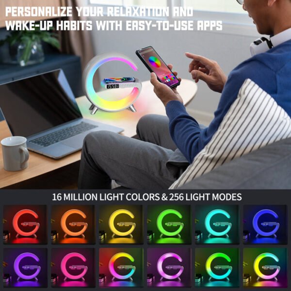 CRONY BT Large G Table Lamp with Clock Strap Wireless Charging and Digital Sunrise Feature - Image 5
