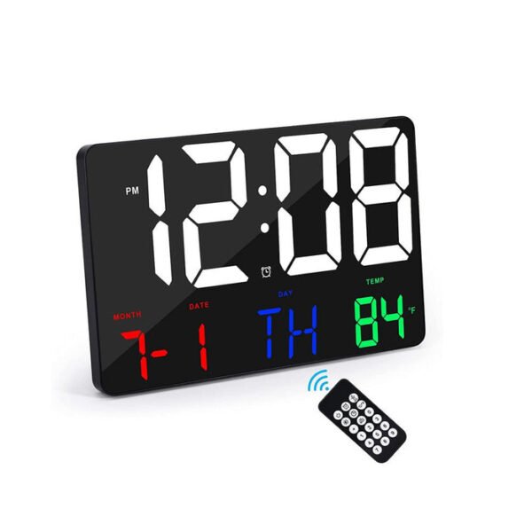 CRONY 717 White Digital Wall Clock Large Display 11.4 Inch Digital Calendar Alarm with Remote Control
