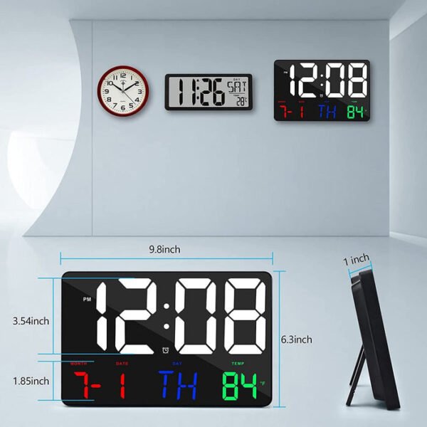 CRONY 717 White Digital Wall Clock Large Display 11.4 Inch Digital Calendar Alarm with Remote Control - Image 5