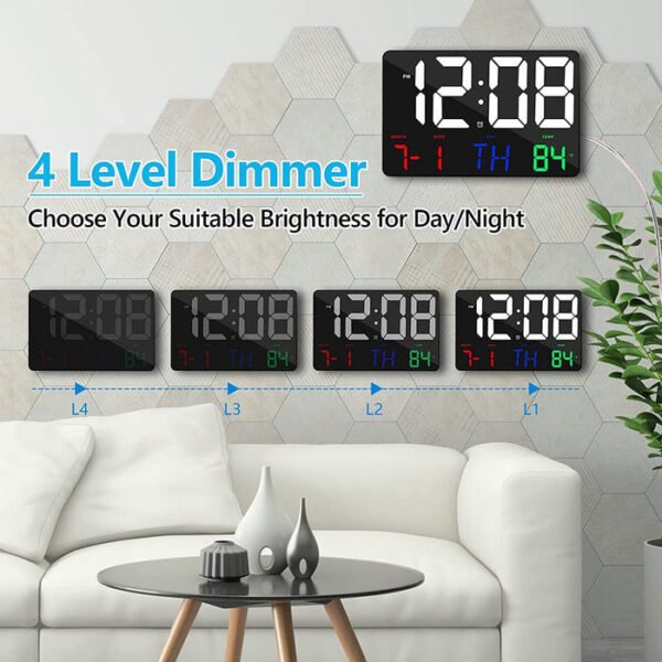 CRONY 717 White Digital Wall Clock Large Display 11.4 Inch Digital Calendar Alarm with Remote Control - Image 6