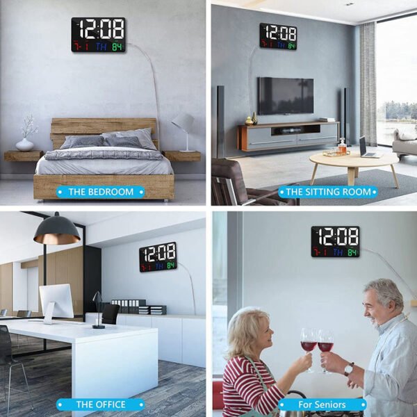 CRONY 717 White Digital Wall Clock Large Display 11.4 Inch Digital Calendar Alarm with Remote Control - Image 7