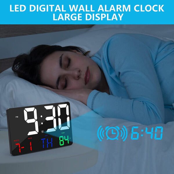 CRONY 717 White Digital Wall Clock Large Display 11.4 Inch Digital Calendar Alarm with Remote Control - Image 8
