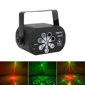 CRONY 8-Hole Red/Green Laser with RGB and UV LED Stage Effect Light with Remote