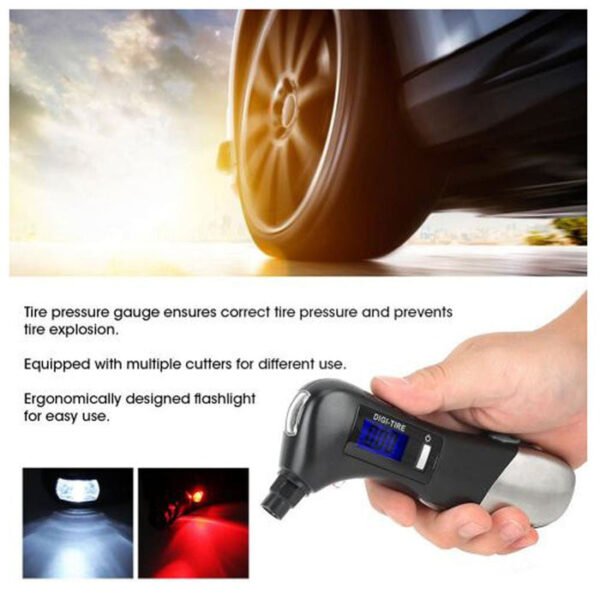 CRONY JZ-405C Tire Pressure Gauge with Mini LED Flashlight and Emergency Torch Light - Image 2
