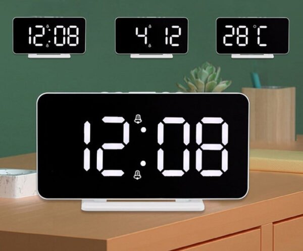 CRONY 0S-002 Digital LED Student Makeup Mirror Smart Electronic Bedside Alarm Clock with Calendar - Image 2
