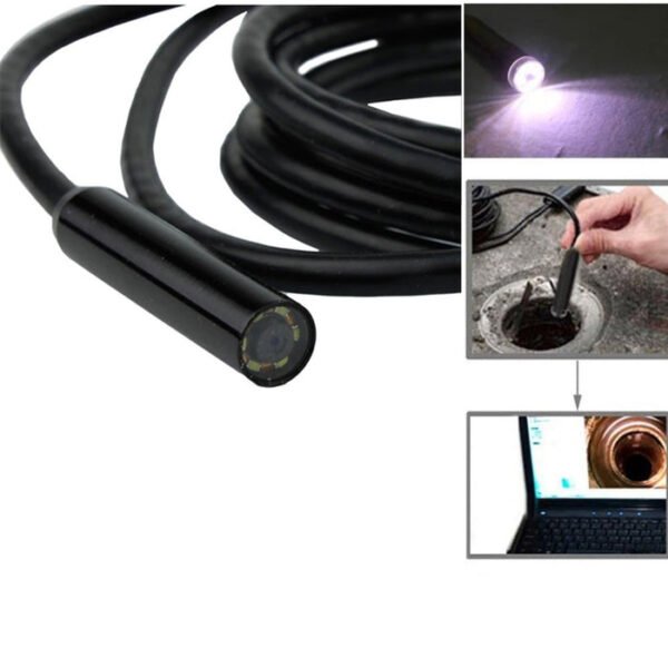 CRONY 5M USB Waterproof Endoscope Inspection Camera with 9mm Lens Diameter Black