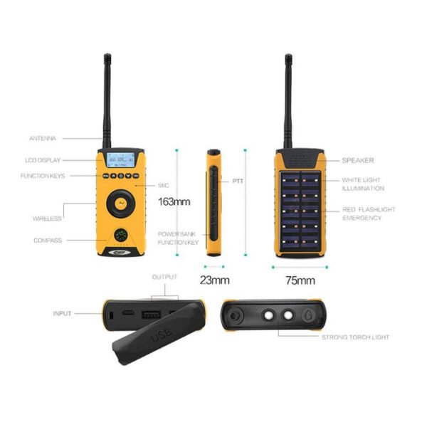 CRONY 5W CY-919 Rechargeable Solar Charging Flashlight Two-Way Portable Walkie Talkie - Image 5