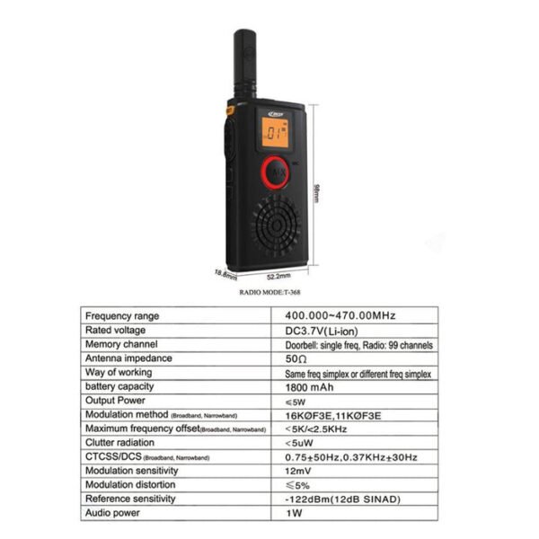 CRONY 5W CY-998 Two-Way Radio Professional FM Walkie Talkie Range 1-4 KM - Image 4