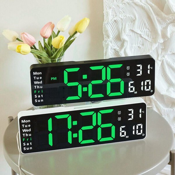 CRONY 6629 LED Electronic Alarm Clock with Remote Control Temperature Week and Calendar Display - Image 5