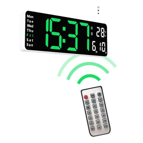 CRONY 6629 LED Electronic Alarm Clock with Remote Control Temperature Week and Calendar Display - Image 6