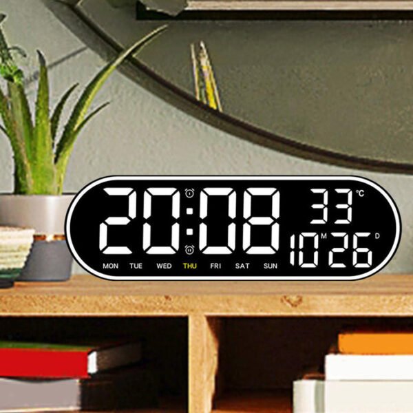 CRONY 8021 Digital Wall Clock Alarm Clock with Adjustable Temperature Display Remote Control - Image 2