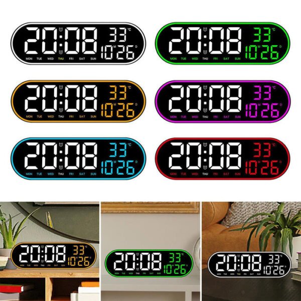 CRONY 8021 Digital Wall Clock Alarm Clock with Adjustable Temperature Display Remote Control - Image 6