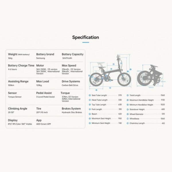CRONY ADO Long Range Folding Electric Bike With 100KM Endurance And Powerful Motor System - Image 4