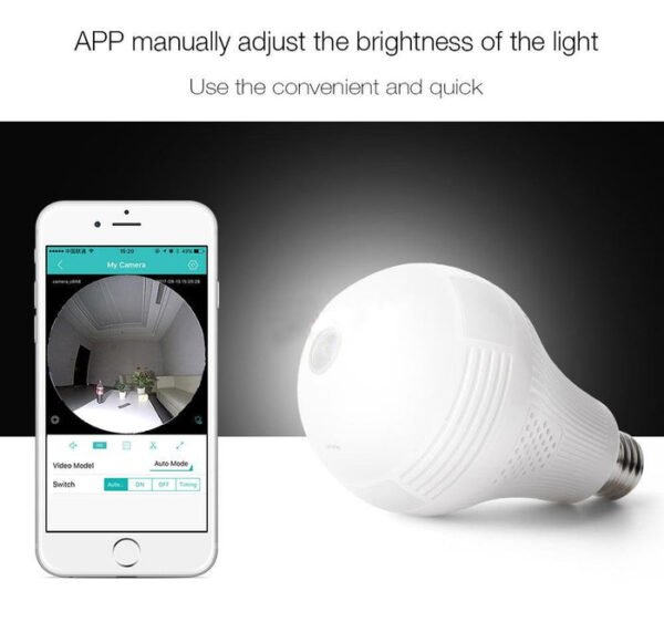 CRONY Wi-Fi Globe Panoramic 960p Wireless 3D VR Camera Fisheye Surveillance Bulb - Image 9