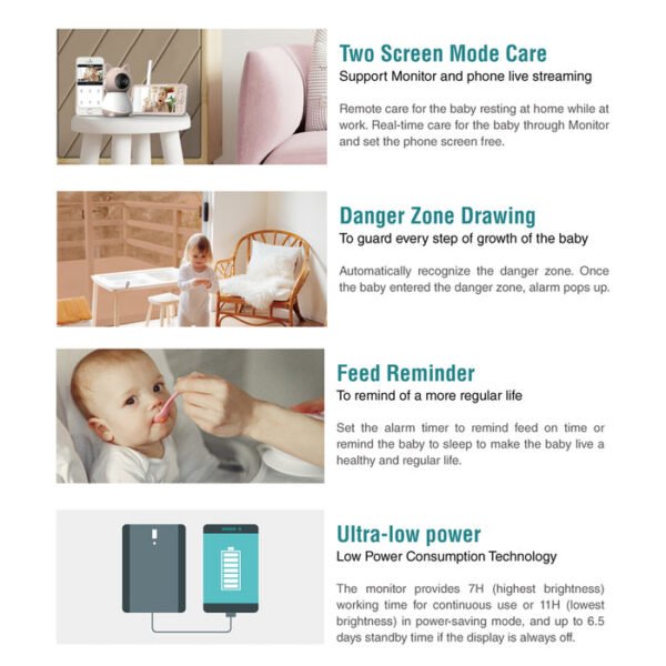 CRONY Baby 1TM-1MN 5 Inch LCD Video Calling Baby Monitor with Camera - Image 17