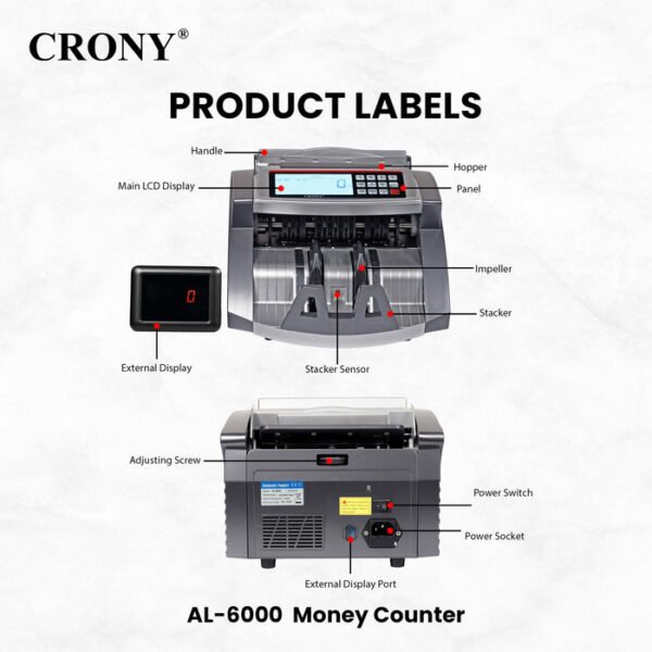 CRONY AL-6000 Automatic Banknote Counter Currency Counting Machine Fast and Accurate - Image 6