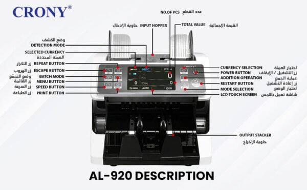 CRONY AL-920 Dual Multi-Currency Banknote Counter High-Quality Money Counting Machine - Image 13