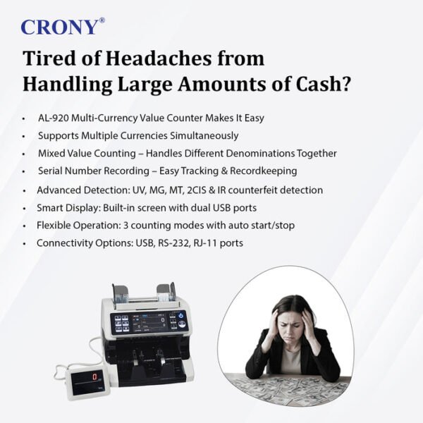 CRONY AL-920 Dual Multi-Currency Banknote Counter High-Quality Money Counting Machine - Image 18