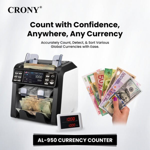 CRONY AL-950 Multi-Currency Banknote Verifier Money Sorter Portable Pocket Counter - Image 12