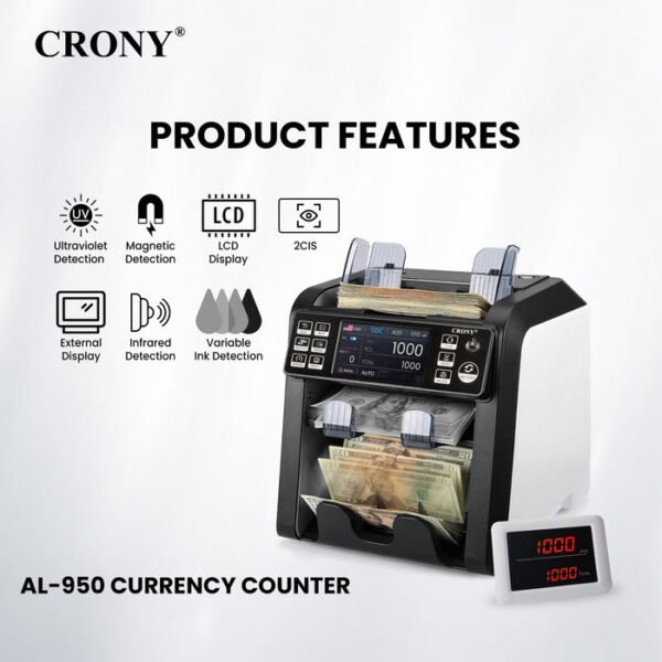 CRONY AL-950 Multi-Currency Banknote Verifier Money Sorter Portable Pocket Counter - Image 10