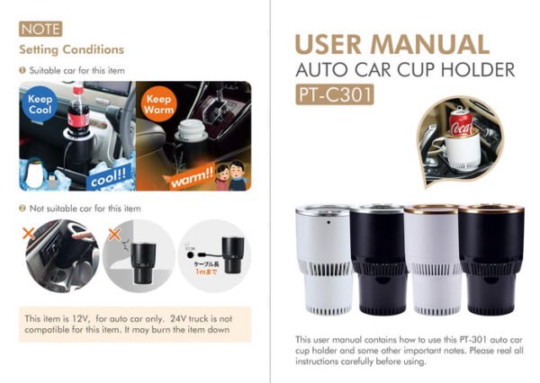 Crony PT-C301 BG Vehicle Cup Holder – Auto Heating & Cooling for Travel Beverages - Image 6