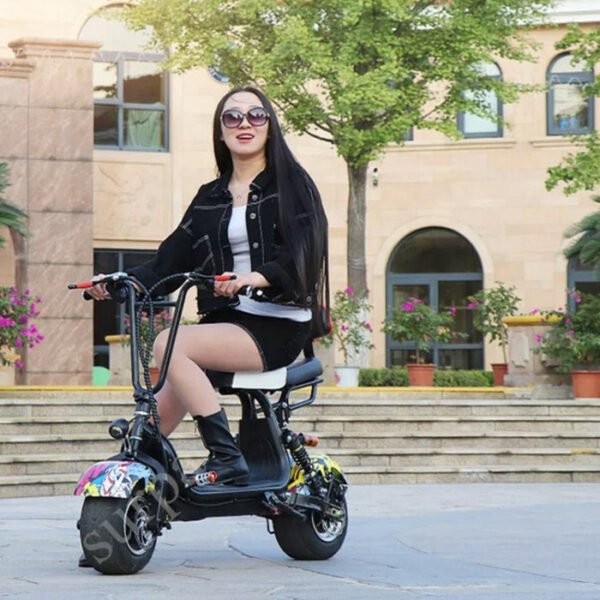 CRONY Adult Two Seat Electric Scooter With Wide Tires And Eye-Catching Red Design - Image 12