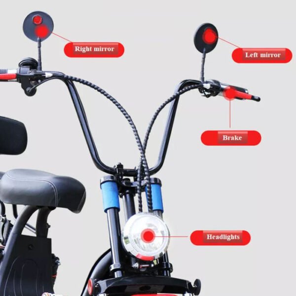 CRONY Adult Two Seat Electric Scooter With Wide Tires And Eye-Catching Red Design - Image 9