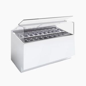 CIAM Gelato Showcase – Heated Straight Glass Front with Lift-Up Top and 18 Pan Capacity