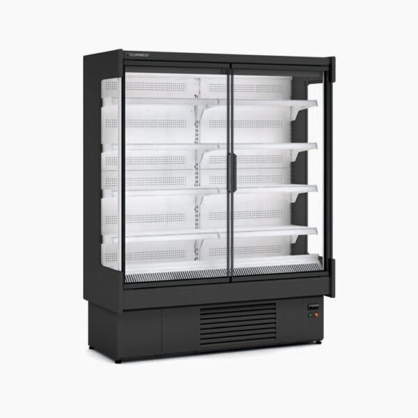 CORECO Refrigerated Display with Doors – Upright Merchandiser for Beverages and Packaged Goods