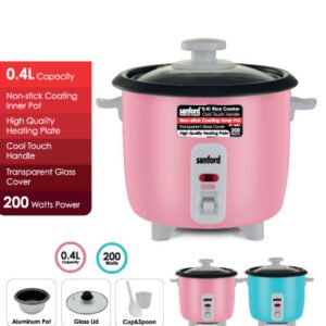 SANFORD 0.4L Rice Cooker with Portable Design and Quick Cooking Function