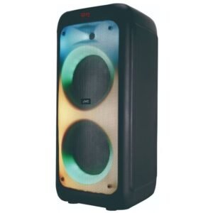 JVC XS-N5213PB Portable Bluetooth Party Speaker – 1600W PMPO, LED Flame Lights, Wireless Mic, USB/FM/AUX, Rechargeable Battery, Black
