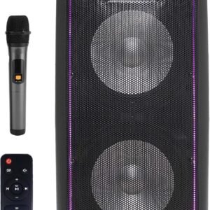 JVC XS-N518PB Portable Bluetooth Trolley Speaker – 1600W PMPO, Wireless Mic, LED Lights, USB/SD/AUX, Rechargeable Battery, Black