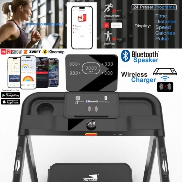 Sky Land Foldable Treadmill With Auto Incline, Bluetooth, 3.0HP Motor, App Compatibility And Display - Image 6