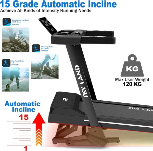 Sky Land Foldable Treadmill With Auto Incline, Bluetooth, 3.0HP Motor, App Compatibility And Display - Image 7