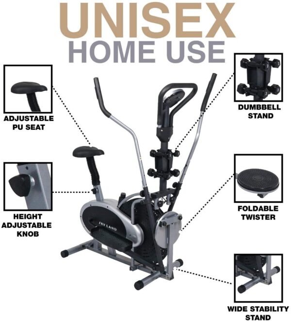 Sky Land 4-in-1 Orbitrac Elliptical Trainer With Barbell, Twister, And Spin Bike Combination - Image 5
